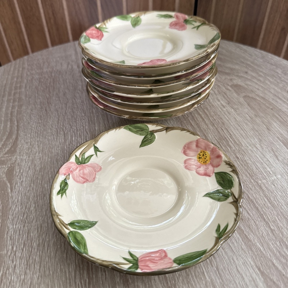 Franciscan Desert, Rose 8 Vintage Saucers China Earthenware 5 3/4" Antique